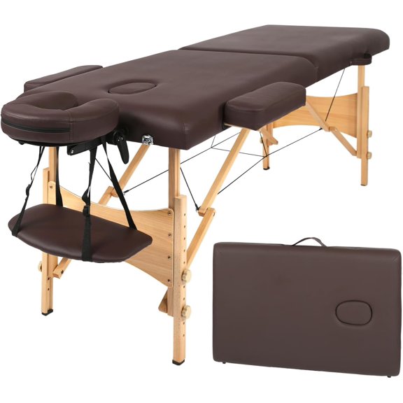 BestMassage Massage Table Massage Bed Height Adjustable 73 Inch Portable 2 WCarry Case Face, Brown