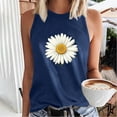 thumbnail image 4 of WREESH Women's Summer Floral Tank Top Crew Neck Sleeveless Design Trendy Graphic Print - Perfect for Warm Days Navy, 4 of 5