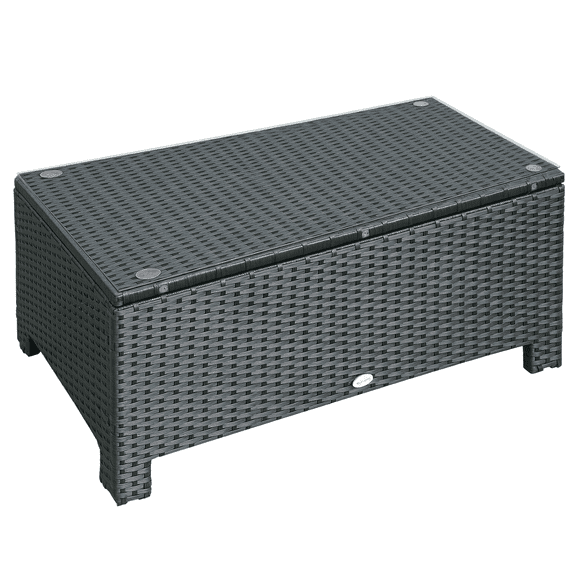 Patio Coffee Table, Large Side Table, Hand-Woven PE Rattan, Weather Resistant Wicker, Outdoor Furniture for Garden Black
