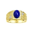 thumbnail image 1 of RYLOS Men's Rings 14K Yellow Gold Designer Nugget Ring Oval 9X7MM Gemstone & Diamonds  Lapis Lazuli September Birthstone Rings For Man Size 10, 1 of 7