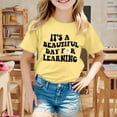 thumbnail image 2 of LEKDFST Back to School Girls T-Shirts Short Sleeve Graphic Tees Cotton Casual Summer Tops Shirts Yellow 160, 2 of 4