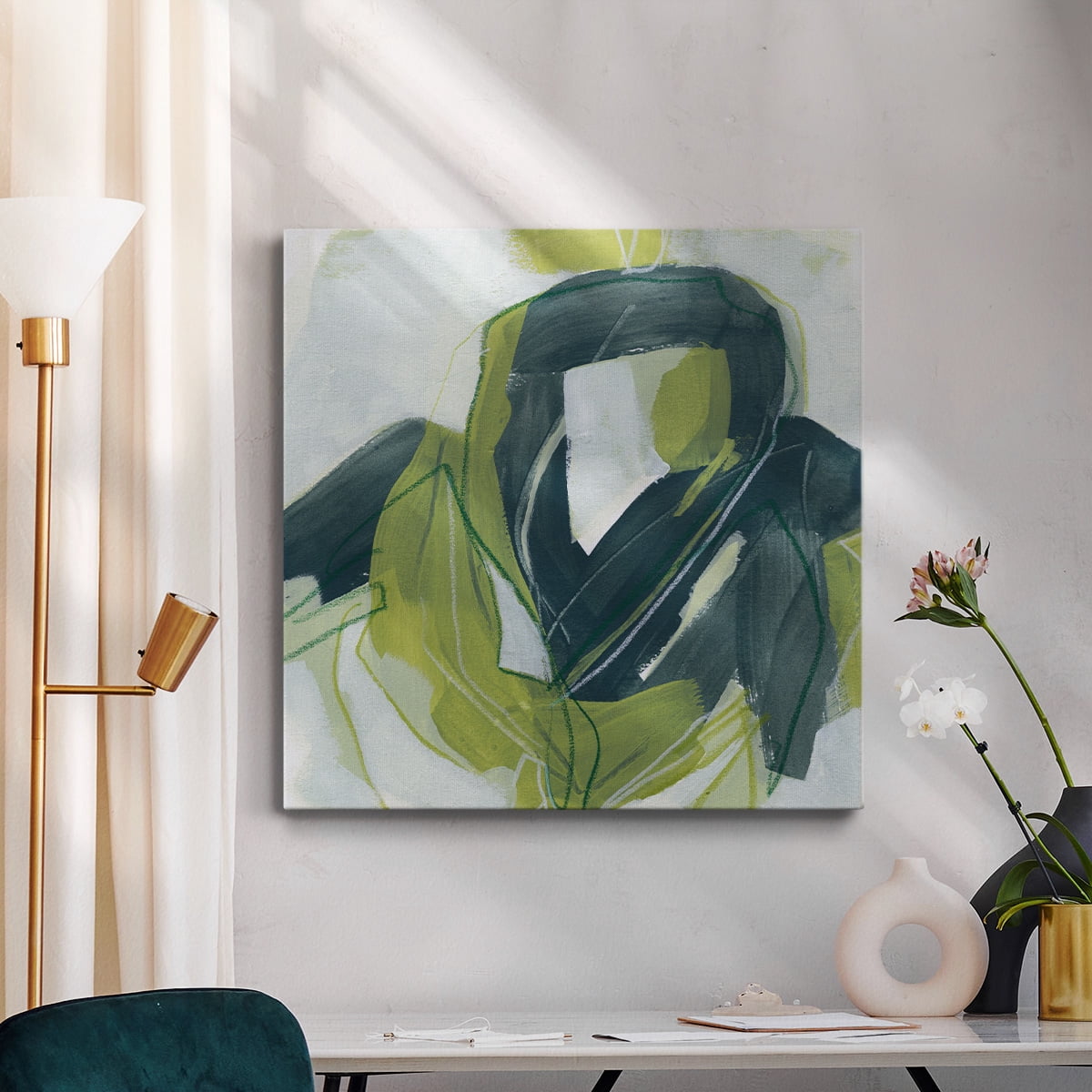 Wexford Home Verdigris Motion III-Premium Gallery Wrapped Canvas, 24" x 24" - Ready to Hang