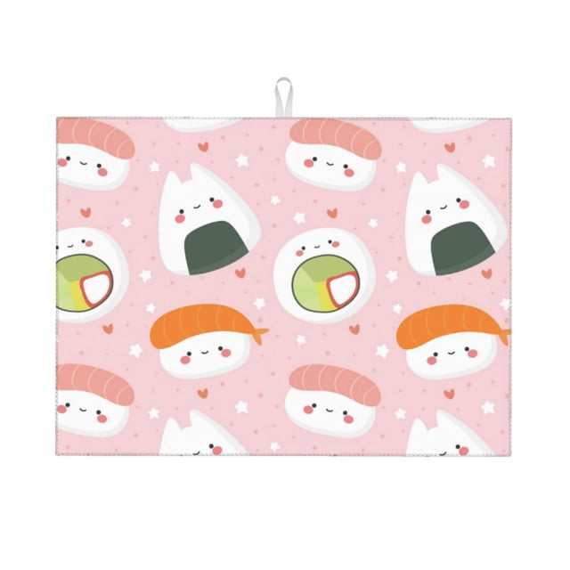 Balery Cute Sushi Alfombrilla de Secado para Cocina, 18x24 Pulgadas, Súper Absorbente para Platos y Encimeras