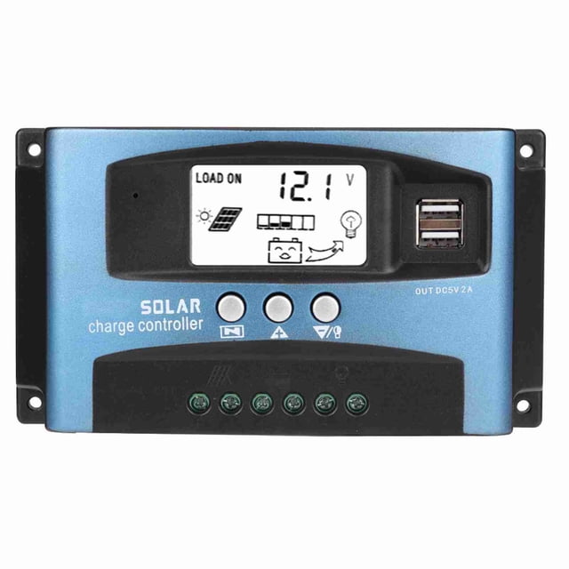 Controlador de carga solar MPPT 40A con pantalla LCD y doble puerto USB de 12 V y 24 V