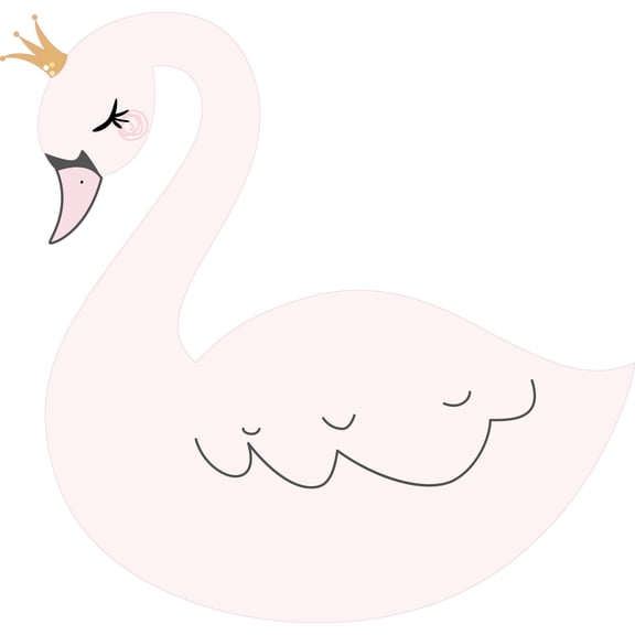 Removable Art Swan Princess Home Living Room Decoration Cartoon Art Design Vinyl Wall Decal - 22" x 28" Kids Bedroom Nursery Multicolored Bird Animal Crown Decor Adhesive Vinyl Wall Art Sticker
