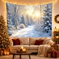 thumbnail image 3 of Snowy Forest Path with Birch Trees and Golden Sunlight Serene Rustic for Nature Lovers, Winter Forest Wall Art Christmas Gift, Tapestry Wall Hanging for Living Room and Bedroom, 3 of 7