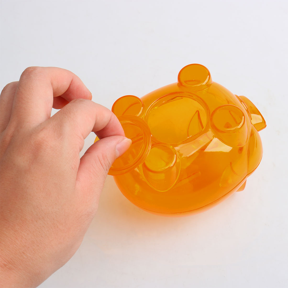 Orange Plastic Piggy Bank Coin Cash Saver Collectible Pig Toy Safe Box
