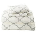 thumbnail image 6 of Great Bay Home Printed Velvet Plush Warm and Cozy Fleece Sheet Set  (Twin, Lattice - White / Grey), 6 of 6