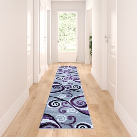 Masada Rugs Area Rug Modern Contemporary Design 1100 Purple Grey White Black (2 Feet 4 Inch X 11 Feet) Long Runner