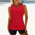 thumbnail image 6 of UTTOASFAY Women Swimsuit Plus Size High Neck Tankini Tops Bathing Suit Tops for Women Tummy Control Tank Tops Swimsuits Red XXL, 6 of 7