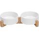 thumbnail image 1 of Tazón de cerámica para perros, tazón de comida doble para perros con soporte de bambú para gatos y perros (850ml, gris),11 kaili Sencillez, 1 of 2