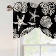 thumbnail image 5 of Summer Marine Life Tie Up Valances Curtain, Adjustable Kitchen Graffiti Corals Shell Conch Sea Starfish Black Valances for Windows Decor, Rod Pocket Short Curtains Set for Bedroom/Bathroom, 54"x18", 5 of 9