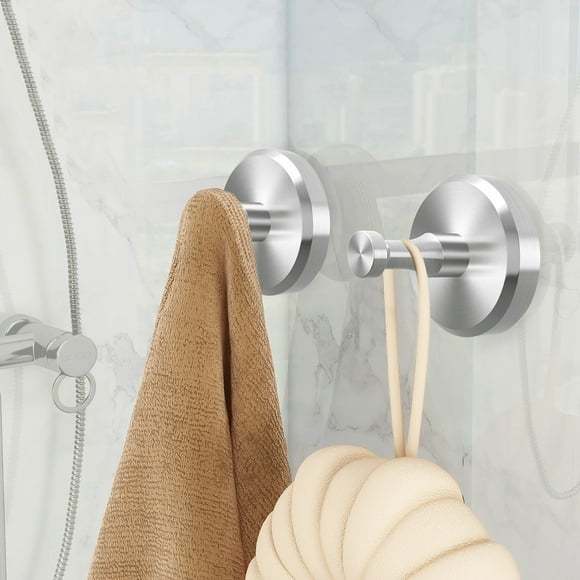 Crochet de Salle de Bain Sans Perçage en Acier Inoxydable Crochet à Ventouse Chaîne en Métal pour Accrocher Photos Cintres à Sac à Main pour Placard Tringles à Rideaux Faciles à Accrocher Présentoir de Chapeau Étagère de Cuisine en Bois avec Crochets