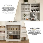 70 Buffet Cabinet with Hutch, Modern Farmhouse Sideboard with 2 Drawers & Barn Doors, Kitchen Storage Buffet for Dining Room, Coffee Bar Station,White