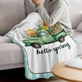 thumbnail image 3 of Hello Spring Blanket Soft Cozy Warm Throw Blanket for Couch, Plush Fuzzy Flannel Fleece Blankets for Sofa, Easter Flowers Green Truck Floral Blue Plaid Bed Blankets Lightweight Gifts for Men, 50"x60", 3 of 9