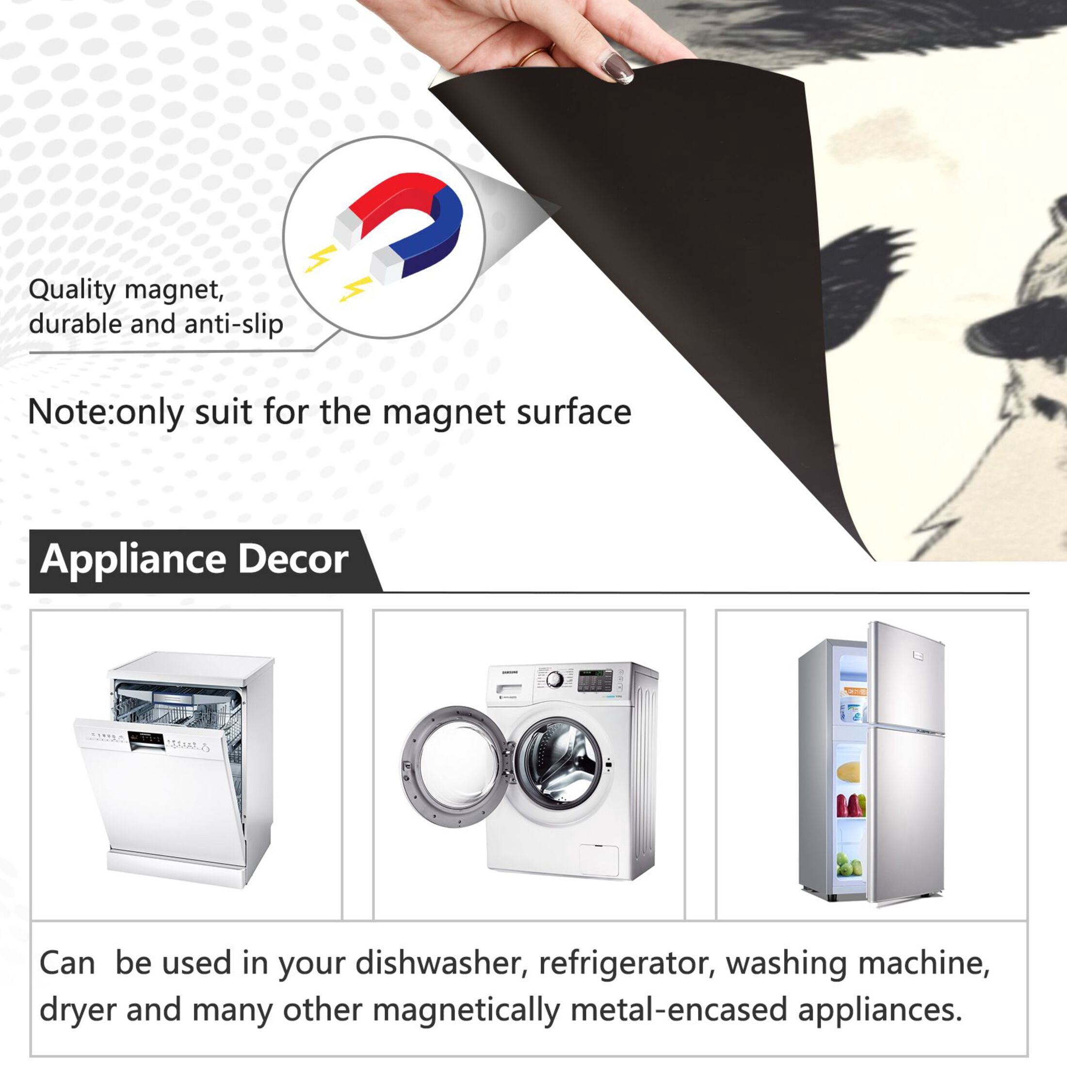 Dishwasher Magnetic Sticker 23x26 Inch Refrigerator Magnetic Sticker Washing Machine Magnetic Sticker Kitchen Panel Magnetic Sticker Home Decor Black Bear Seamless