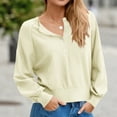 thumbnail image 4 of Womens Baggy Sweaters with Buttons Lantern Long Sleeve Trendy Pullover Knit Tops Soft Casual Fall Jumpers Knitwear (S, Beige), 4 of 7