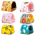thumbnail image 6 of comerut Hamster Nest Cartoon Pattern Warm Comfortable Large Space Guinea Pig Bed House Hideout for Small Animals, 6 of 8