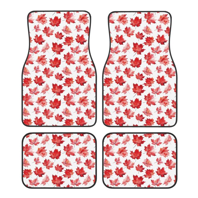 Balery Realistic Maple Leaf Juego de 4 Alfombrillas para Auto, Revestimientos de Caucho Resistente, Diseño Antideslizante