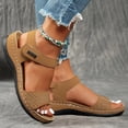 thumbnail image 3 of Rokment Women's Orthopedic Platform Wedges Walking Sandals Summer Fashion Comfortable Leather Arch Support Non Slip Work Dress Sandals for Ladies Brown Size 7.5, 3 of 5