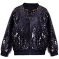 thumbnail image 4 of Jalioing Kids Sequin Jacket Sparkly Long Sleeve Zip Up Performance Jacket Boys Girls Shiny Dance Party Outerwear, 4 of 5