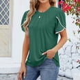 thumbnail image 2 of HBYJLZYG Womens Casual Short Sleeve T-Shirts Solid Crewneck Tunic Tops Loose Comfy Tee Blouse Lightweight Cute, 2 of 5