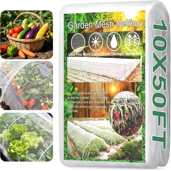 MISSMILE Garden Netting Pest Barrier 10 X 50Ft Garden Mesh Netting Insect Netting Garden Neting for Raised Beds Garden Insect Barrier Plant Mesh Cover for Vegetable Flowers Fruits Plants Greenhouse
