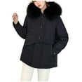 thumbnail image 2 of IROINNID Women's Winter Warm Mid-Length Coat Solid Color Parka Long Sleeve Outwear, Black, 2 of 9