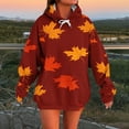 thumbnail image 3 of TKLPEHG Thanksgiving Sweatshirts for Women Long Sleeve Hoodies Oversized Baggy Fall Fashion Y2k Sweatshirts Soft Comfy Clothes Pullover (Wine,M), 3 of 5