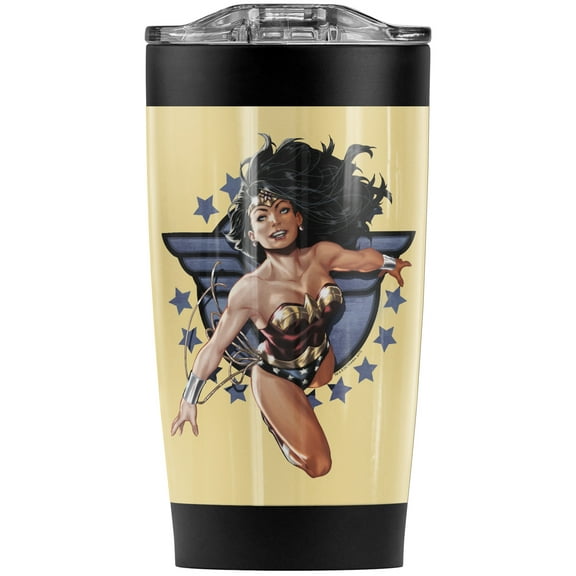 Wonder Woman All Star Stainless Steel Tumbler 20 oz Coffee Travel Mug/Cup, Vacuum Insulated & Double Wall with Leakproof Sliding Lid | Great for Hot Drinks and Cold Beverages