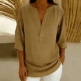 thumbnail image 2 of Aboser Womens Half Sleeve Blouses Dressy Casual V Neck Shirts Going Out Tops 2026 Summer Beach Vacation T Shirt Solid Color Plain Blouse, 2 of 8