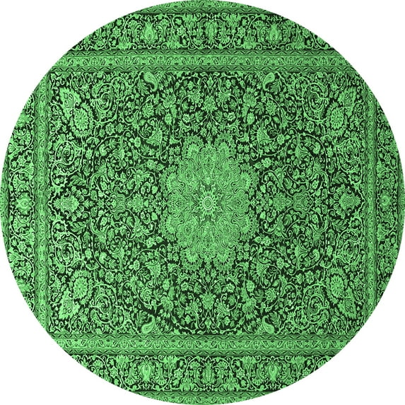 Ahgly Company Indoor Round Persian Emerald Green Traditional Area Rugs, 8' Round