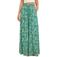 thumbnail image 2 of Palazzo Pants for Women 2026 Spring Summer Loose Fit Elastic High Waist Wide Leg Flowy Boho Beach Pants with Pockets, 2 of 5