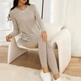 thumbnail image 5 of POIUYTR Women's 2 Piece Lounge Set Slim Fit Long Sleeve Crewneck Ribbed Knit Top Legging Pants Casual Outfits 2024 Fall Winter Trendy Streetwear, 5 of 5