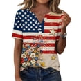 thumbnail image 4 of MEICHEN Lidies' Patriotic Tops Summer Printed Short Sleeve Blouses America 250th Anniversary Graphic Tees Casual V Neck T Shirt, 4 of 6