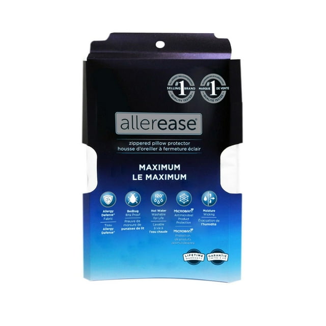 AllerEase Maximum Pillow Cover Protector, King- Zippered, Allergen and Bedbug Barrier