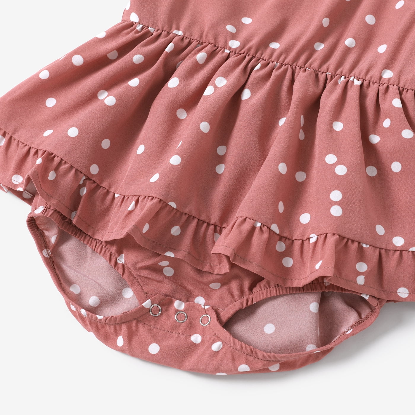 Dots Pink Dress for Women Mommy and Me Dresses V Neck Ruffle Flutter-sleeve Casual Dresses for Women and Girl Dress Family Matching Outfits, Women Dress