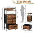 thumbnail image 3 of Eunos Small Nightstand, 3 Vertical Fabric Drawer Dresser for Bedroom, Living Room, Hallway, Wood Grain Print, 3 of 8