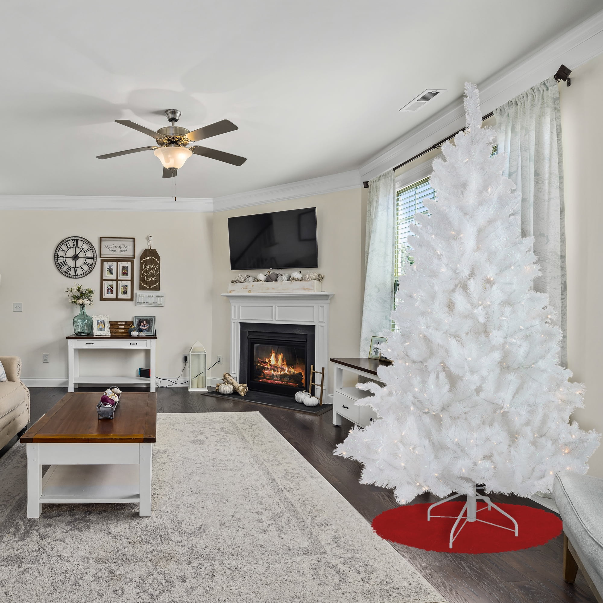 Northlight Pre-Lit White Alaskan Pine Artificial Christmas Tree Warm White LED Lights