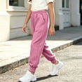 thumbnail image 5 of Spazoro Girls Jogger Sweatpants with Pockets, Loose Fit Solid Color 100% Cotton Elastic Waist Ribbed Cuffs Casual Tapered Leg Trousers for Daily Wear Hot Pink Size 3-4T, 5 of 9