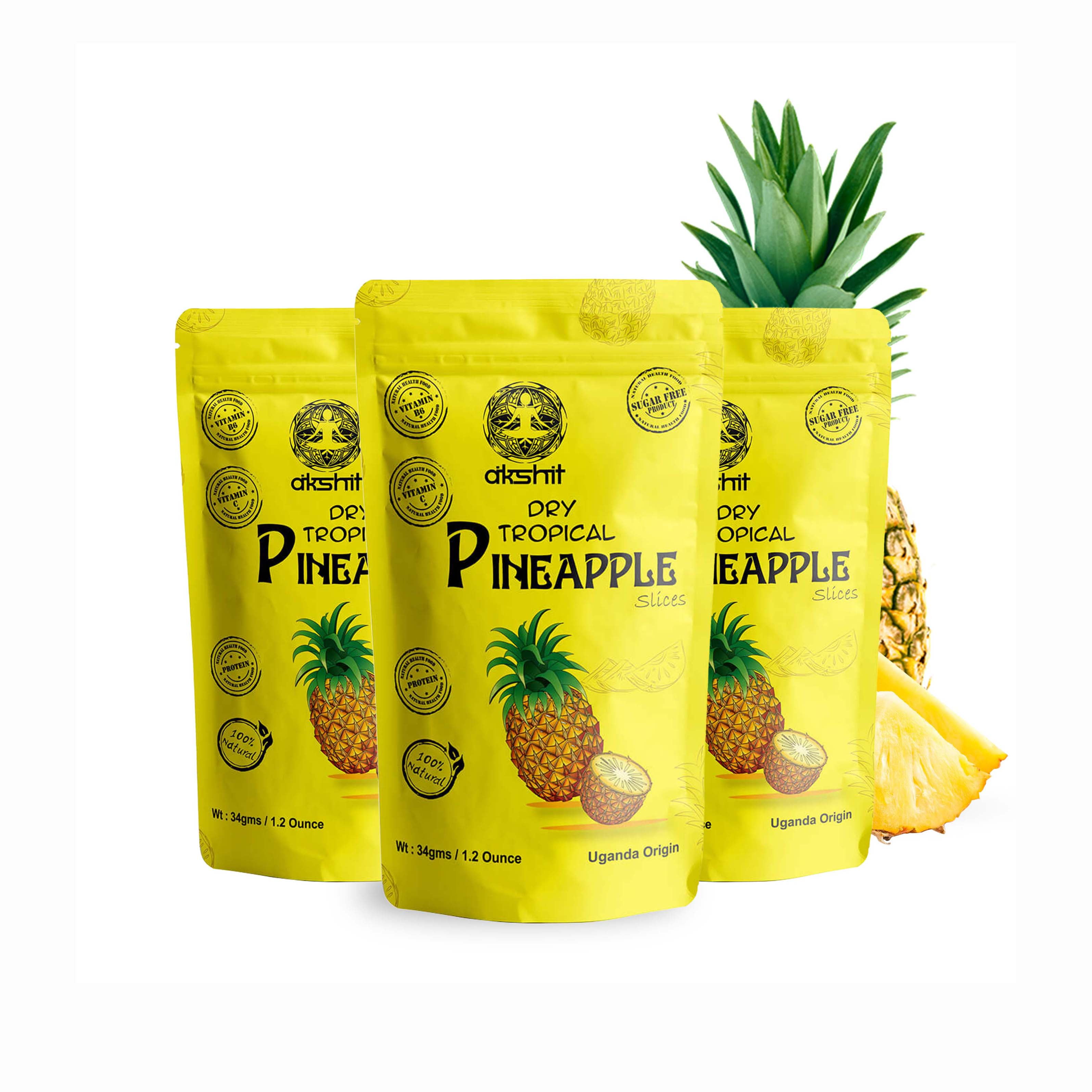Akshit Dried Pineapple, Unsweetened Dried Fruit Healthy Snack for Kids