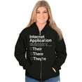 thumbnail image 3 of Internet App Troll Proper Usage Nerd Unisex Fleece Graphic Zip Up Hoodie Brisco Brands 2X, 3 of 5