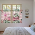thumbnail image 3 of Eucalyptus Trucks Kitchen Curtain for Berdoom Living Room Cafe 54 Inch Length, Spring Farmhouse Floral Leaves Pink Plaid Tiers Curtains Light Filtering Drapes Window Treatment 2 Panels 52"Wx54"L, 3 of 8