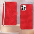thumbnail image 6 of Wallet Case, for iPhone 12 Wallet Case,Card Holder Leather Kick-Stand Flip Cases,Wrist Strap, Closure,Shockproof Protective Cover (Red), 6 of 14