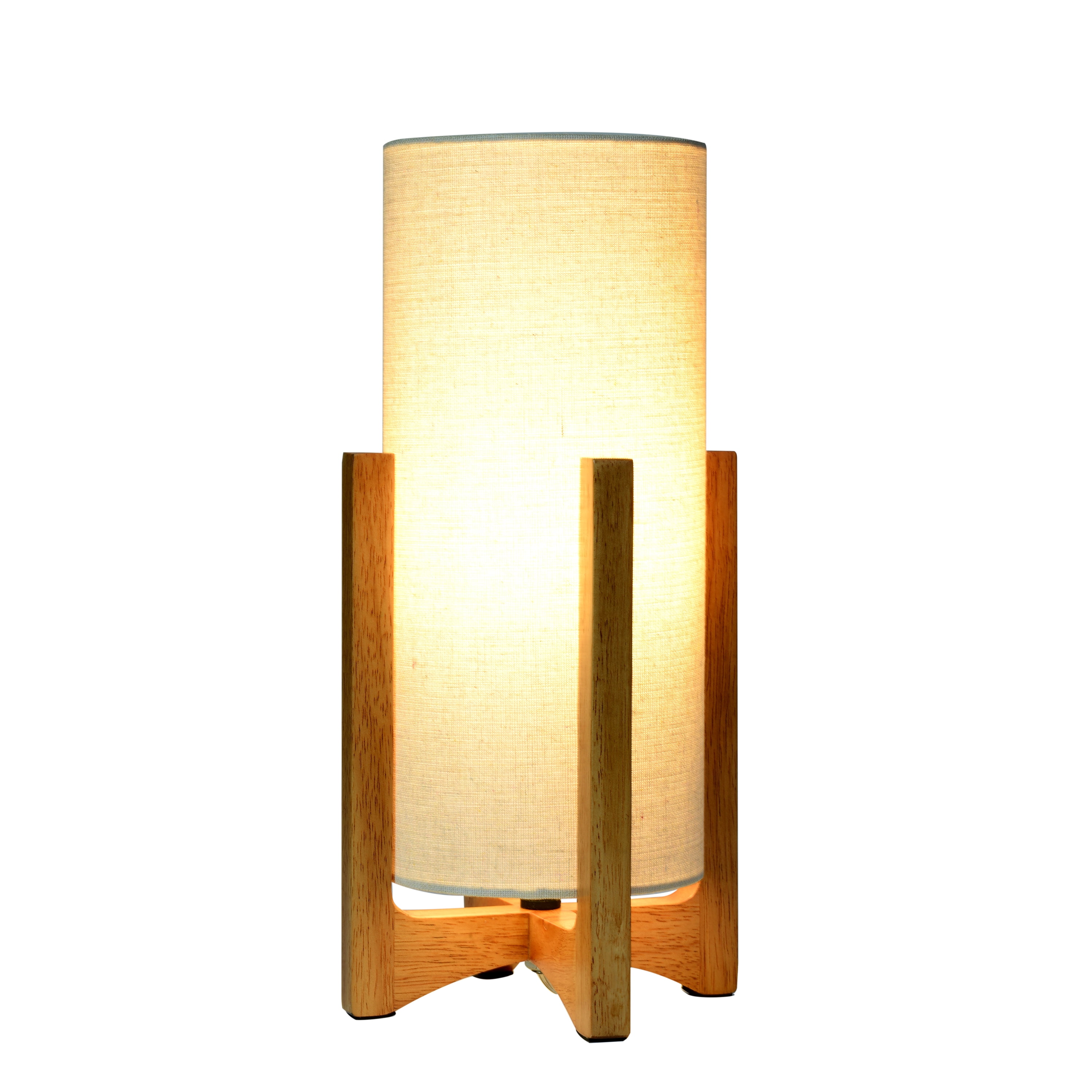 Better Homes & Gardens 14-Inch Natural Wood Uplight Table Lamp with Linen Shade