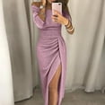 thumbnail image 2 of Baqcunre Wedding Guest Dresses For Women Dress Women'S Hip Bag Dress Shiny One-Neck Slit Women'S Hip Bag Dress Shiny One-Neck Slit Homecoming Dresses Formal Dresses For Women Purple Dress XL, 2 of 7
