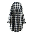 thumbnail image 3 of Hessimy Women's Plaid Flannel Shirts Roll Up Long Sleeve Collared Shirt Pockets Button Casual Blouse Tops(Z06-Navy,L）, 3 of 7