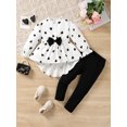 thumbnail image 3 of Mikrdoo Girls Clothes 4Y,5Y,6Y,7Y Girls Heart Pattern Full Print Bow Shirt Elastic Pants 2Pcs Outfits For Spring Fall 7 Years White, 3 of 10