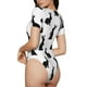 thumbnail image 2 of Balery Black Rabbit Body de cuello redondo de manga corta para mujer Tops de manga corta Tops básicos-Medium, 2 of 7