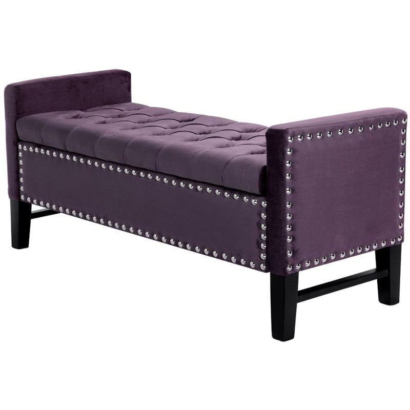 Sometimes bedrooms aren't quite complete, there isn't unlike most regular benches, a bedroom bench is usually fully upholstered, and in many cases a bedroom bench will. posh living genesis tufted velvet storage bench with nailhead trim in purple walmart com
